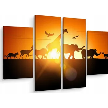 Obraz Čtyřdílný obraz SLUNCE Zvířata Dekorace 80x60