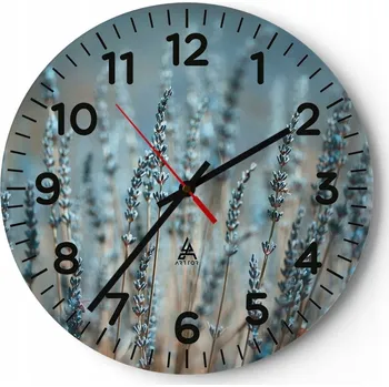 Hodiny Kuchyňské nástěnné hodiny 30x30 Levandule Moderní skleněné hodiny do obýváku Tiché