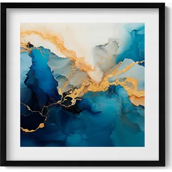 Obraz Nástěnný obraz v černém rámu dekorace interiéru Tekutá Abstrakce 50x50 cm