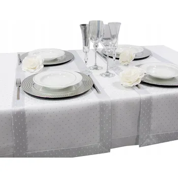 Prostěradlo Běhoun bílý se stříbrným vzorem 200 x 40 cm