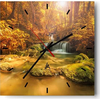 Hodiny Velké nástěnné hodiny 40x40 Krajina Skleněné hodiny Tiché