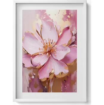 Obraz Elegantní obraz v bílém rámu Romantická malovaná květina 50x70 cm