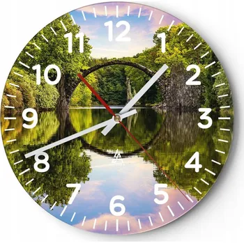 Hodiny Nástěnné hodiny do obýváku 40x40 Krajina Kulatý Skleněné hodiny Loft Tiché