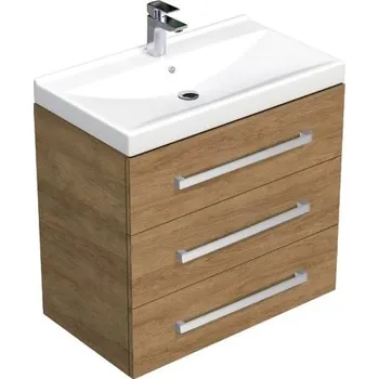 Koupelnový nábytek Koupelnová skříňka s umyvadlem SAT Cube Way 80x76,5x46 cm dub Hickory CUBE46803DHVER