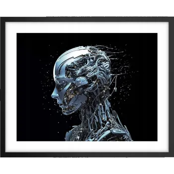 Obraz Foto obraz plakát na zeď v černém rámu 50x40 a robot do obývacího pokoje