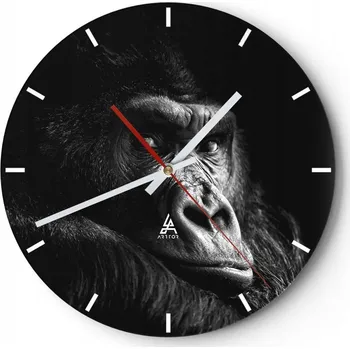 Hodiny Velké nástěnné hodiny na zeď 40x40 Opice Skleněné hodiny Kulatý Tiché