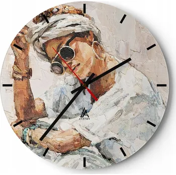 Hodiny Nástěnné hodiny do kuchyně 30x30 Portrét Skleněné hodiny do obýváku Loft Tiché