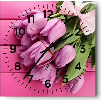 Hodiny Kuchyňské nástěnné hodiny 30x30 Květiny Skleněné hodiny do obýváku Moderní Tiché