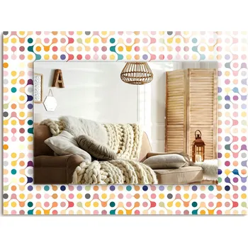 Zrcadlo Zrcadlo s potiskem obdélníkové 80x60 cm Barevný geometrický vzor