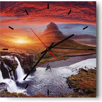Hodiny Velké nástěnné hodiny 40x40 Krajina Skleněné hodiny Tiché