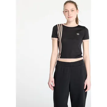 Dámské tričko Tričko adidas Knitted 3 Stripe Short Tee Black XS