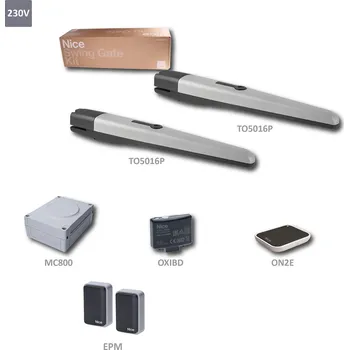 TOONA 5016P-Z sada pohonů Nice, křídlo do 5 m - sestava s extrémně silnými pohony křídlové brány do 10 m průjezdu obsahuje 2 pohony TOO5016P 230V, elektroniku, přijímač, vysílač, fotobuňky