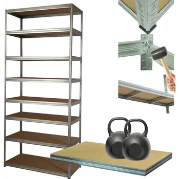 Dílenský regál Kovový pozinkovaný regál do skladu HELIOS 270x90x45 cm, 8 polic, nosnost 275 kg/police - VYSOKÝ