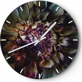 Hodiny Nástěnné hodiny do kuchyně 30x30 Květiny Skleněné hodiny do obýváku Loft Tiché