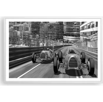 Obraz Obraz plakát v bílém rámu do obýváku 91x61, motiv: motorismus, foto na zeď