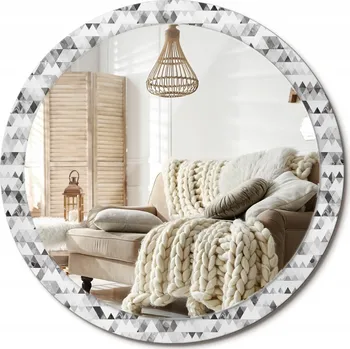 Zrcadlo Moderní dekorativní kulaté zrcadlo s potiskem Trojúhelníky Velké průměr 100 cm