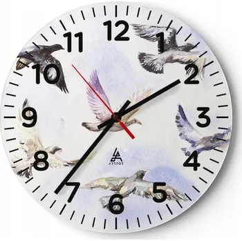 Hodiny Kuchyňské nástěnné hodiny 30x30 Ptáci Moderní skleněné hodiny Tichý chod