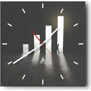 Hodiny Velké nástěnné hodiny 40x40 cm - Skleněné, tiché, čtvercové hodiny pro firmy i domácnosti