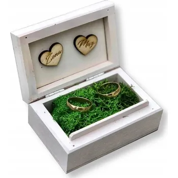 Dárková krabička Dřevěná krabička na snubní prsteny bílá