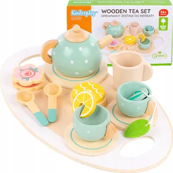 Dřevěná hračka Sada na čaj Kinderplay dřevěná béžová 15 dílů
