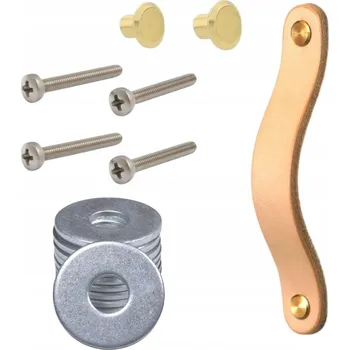 Nábytkové kování KOŽENÁ ÚCHYTKA ÚCHYTKY NÁBYTKOVÁ RUKOJEŤ PREMIUM PRAVÁ KŮŽE 96 MM