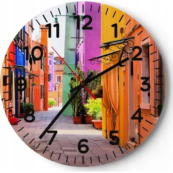 Hodiny Kuchyňské nástěnné hodiny 30x30 Město Moderní skleněné hodiny do obýváku Tiché