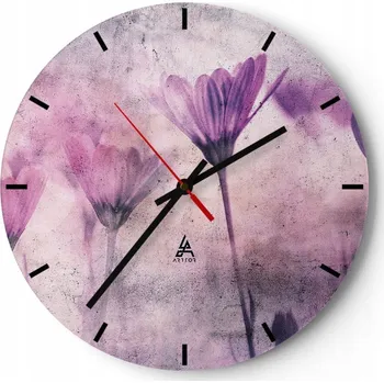 Hodiny Nástěnné hodiny do kuchyně 30x30 Květiny Skleněné hodiny do obýváku Loft Tiché