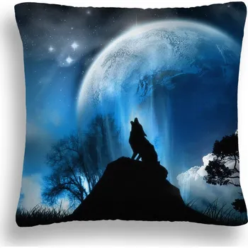 Polštář POLŠTÁŘ VLK 09 VLČÍ ZVUK MĚSÍC VYTÍ NOC HVĚZDY