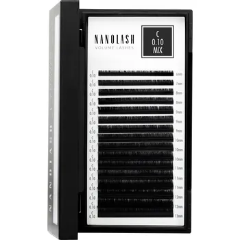Umělé řasy Umělé řasy pro prodlužování Nanolash - 0.10 zakřivení C mix 6-13mm 16 proužků