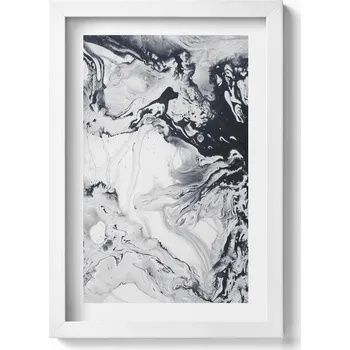 Obraz Obraz s bílým rámem na zeď do obýváku Abstrakce tuš 20x30 cm