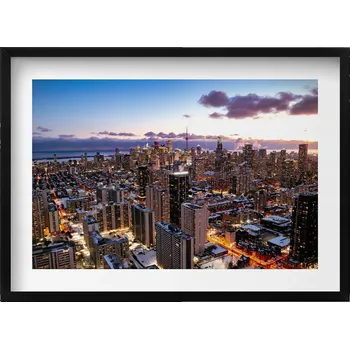 Obraz Obraz grafika v rámu Architektura velkoměsta z ptačí perspektivy 70x50 cm