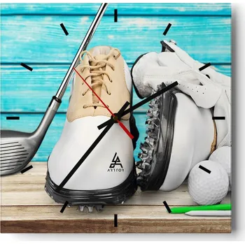 Hodiny Nástěnné hodiny do kuchyně 30x30 Golf Stylové hodiny na skle Loft Tiché