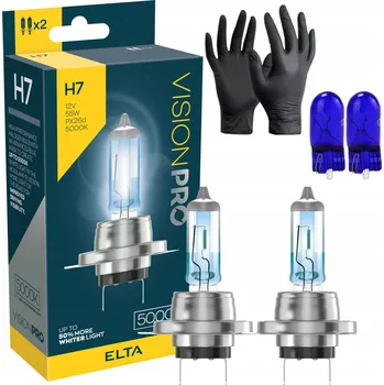 Povinná bezpečnostní výbava Žárovky ELTA H7 12V 55W PX26d VISIONPRO 5000K +50% homologace bílé + W5W