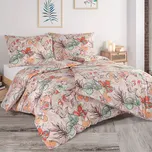 Povlečení LINDEN, květinový vzor, lososové, bavlna hladká, 140x200cm + 70x90cm