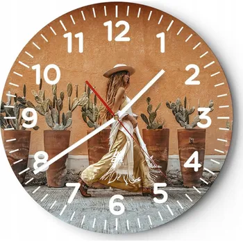 Hodiny Nástěnné hodiny do obýváku 40x40 Boho Kulatý Hodiny na skle Loft Tiché