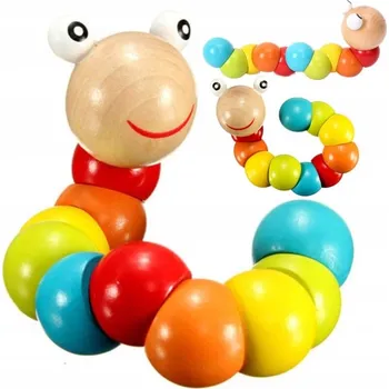 Dřevěná hračka Dřevěná ohebná housenka - korálky