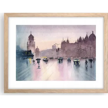 Obraz Obraz plakát v rámu světlý dub do obýváku 40x30 město foto na zeď