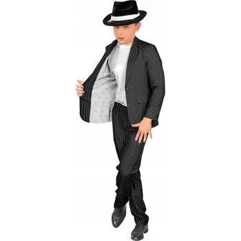 Karnevalový kostým KOSTÝM MALÝ GANGSTER OBLEK ČERNÝ PŘEVLEK KARNEVAL 128