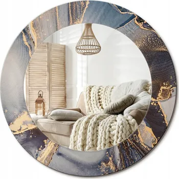 Zrcadlo Moderní Loftové závěsné zrcadlo s potiskem Abstraktní barvy průměr 50 cm