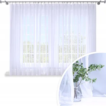 Záclona Hotová záclona 600x160 voál bílá závěs na žabky