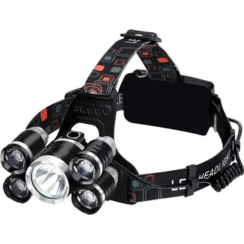 Čelovka LATARKA CZOŁOWA Čelová svítilna LED výkonná na hlavu 5x CREE akumulátorová REGULACE