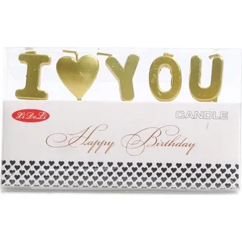 Dortová svíčka SVÍČKY NA DORT I LOVE YOU VALENTÝN NAROZENINY