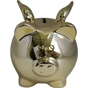 Pokladnička POKLADNIČKA PRASÁTKO ZLATÉ S KŘÍDLY MALÁ