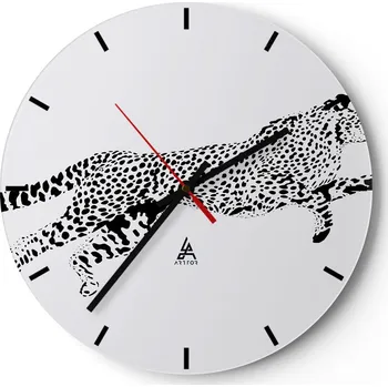 Hodiny Nástěnné hodiny do kuchyně 30x30 Zvířata Skleněné hodiny do obýváku Tiché