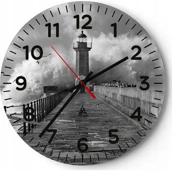 Hodiny Nástěnné hodiny do obýváku 40x40 Krajina Kulatý Skleněné hodiny Loft Tiché