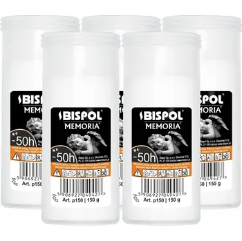 Svíčka Parafínová náplň do svíček do hřbitovních svíček BISPOL P150 50H 5 ks + Zápalky DABSTER_PL 38 ks