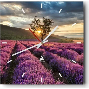 Hodiny Velké nástěnné hodiny 40x40 Krajina Skleněné hodiny Tiché