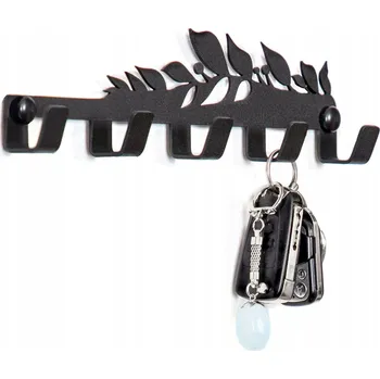 Věšák Kovový věšák na klíče černý matný LISTY