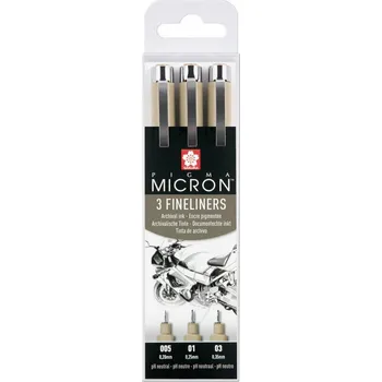 Kancelářské potřeby Sakura Pigma Micron Design 3 Technická pera Black 3 ks