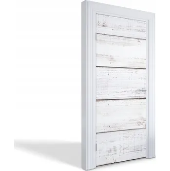 Fototapeta Ozdobná samolepka na dveře do obýváku, kuchyně nebo ložnice - Bělená prkna 95x205 cm
